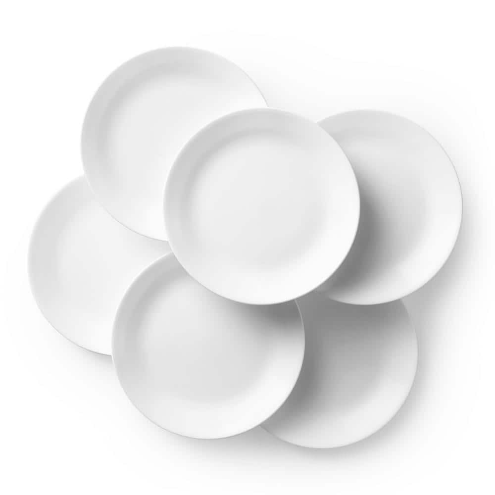 Corelle White Winter Frost Glass Dinner Plates Chip & Crack Resistant Glass Dinnerware Set Plates, 10-1/4" Dia. (Pack of 6 Plates)
