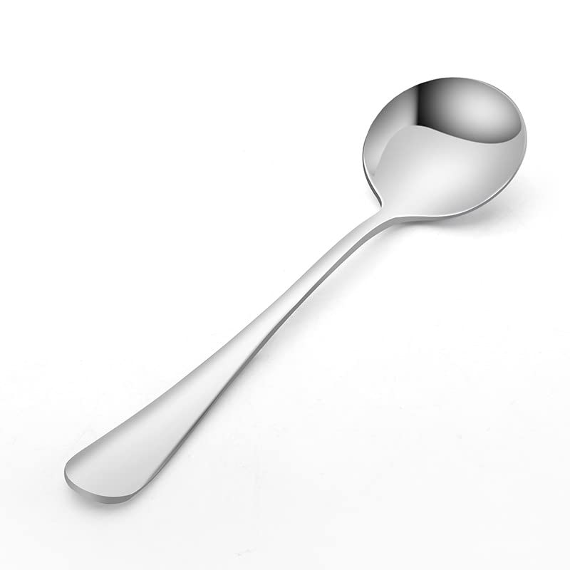 20 Piece Soup Spoon Round Stainless Steel Bouillon Spoons Round Spoons 6.7 inch