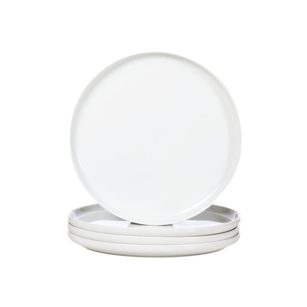 White Dinner Plates Set of 6, Porcelain Salad Plates 9 Inch, Modern Kitchen Plate, Round Serving Dishes, Microwave and Dishwasher Safe, Scratch Resistant, Smooth Glaze