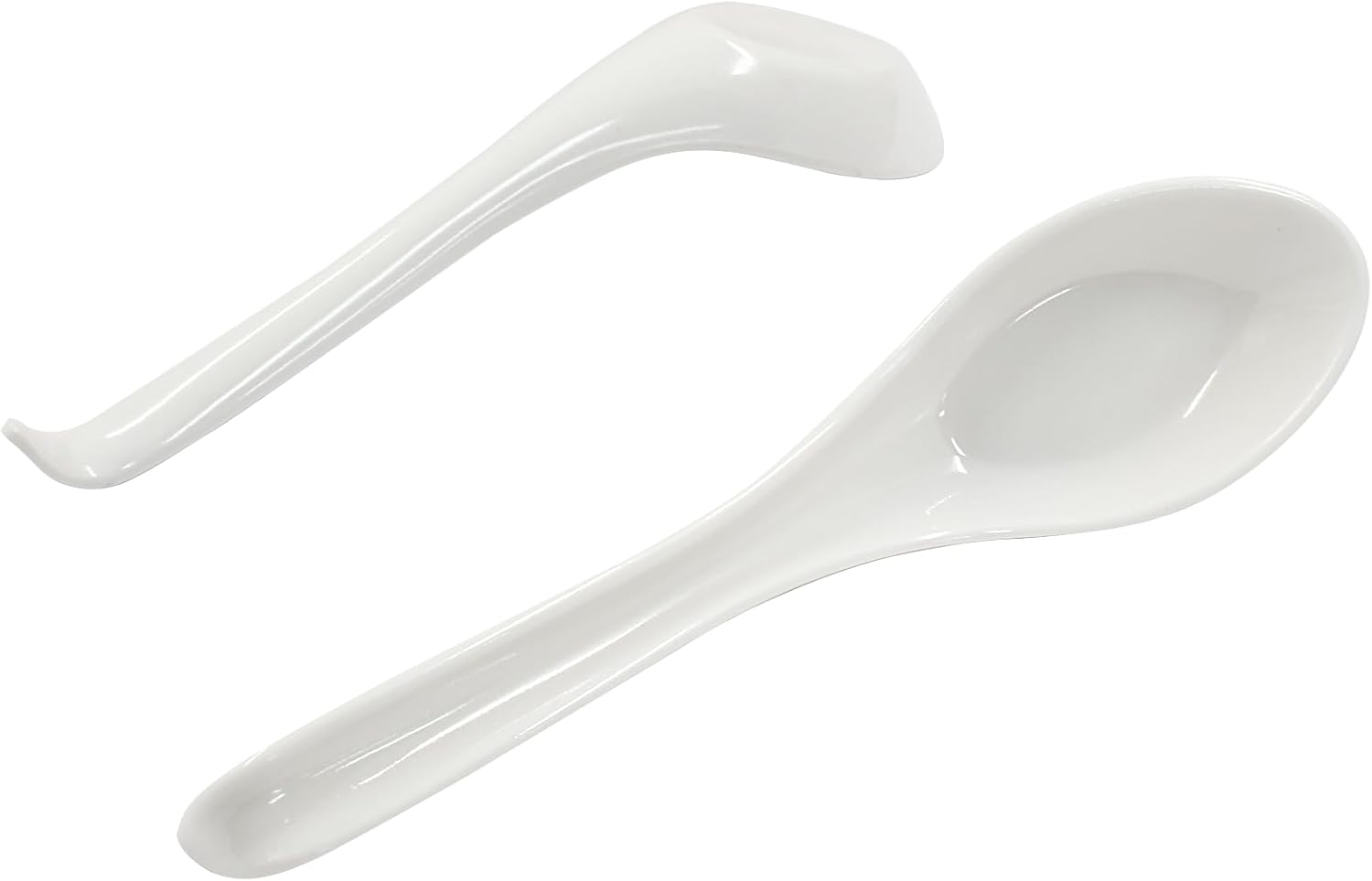 Asian Soup Spoons, 2PCS, White Melamine | Chinese Japanese Miso Ramen, Wonton Dumpling Pho, Rice Noodle Soba