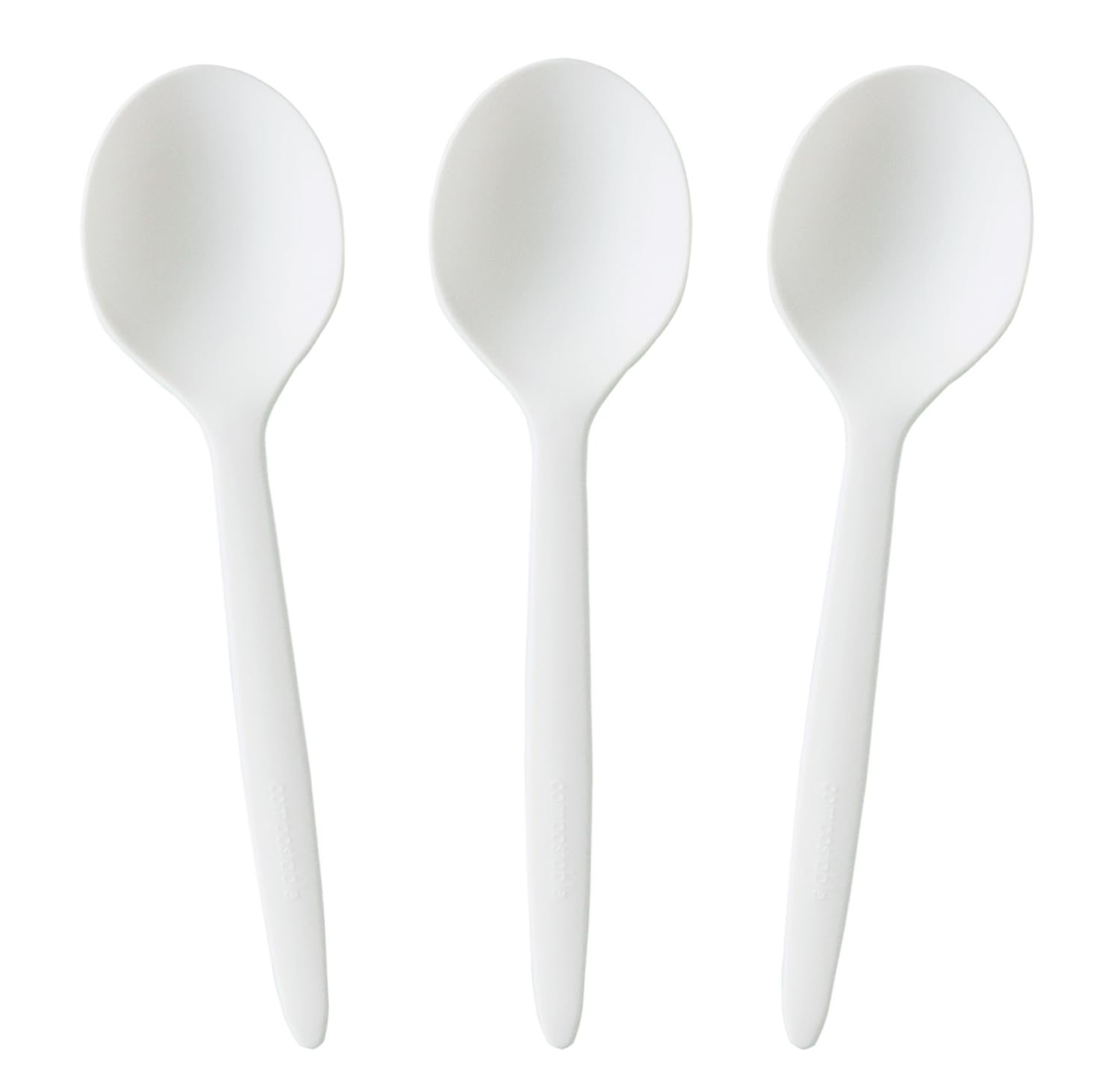 GreenWorks 100 Count 6.5" Large Compostable Soup Spoons,BPI Certified Heavy Duty Disposable Cutlery Soup Spoons