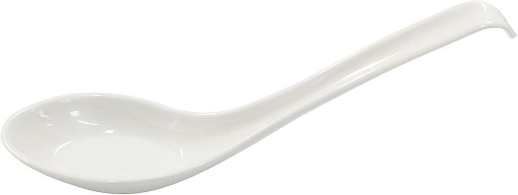 Asian Soup Spoons, 2PCS, White Melamine | Chinese Japanese Miso Ramen, Wonton Dumpling Pho, Rice Noodle Soba