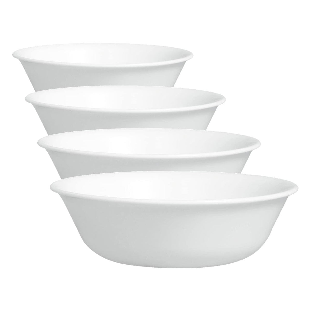 Corelle Vitrelle 4-Pieces 10.25" Glass Dinner Plates Chip & Crack Resistant Glass Dinnerware Set Plates, Winter Frost White