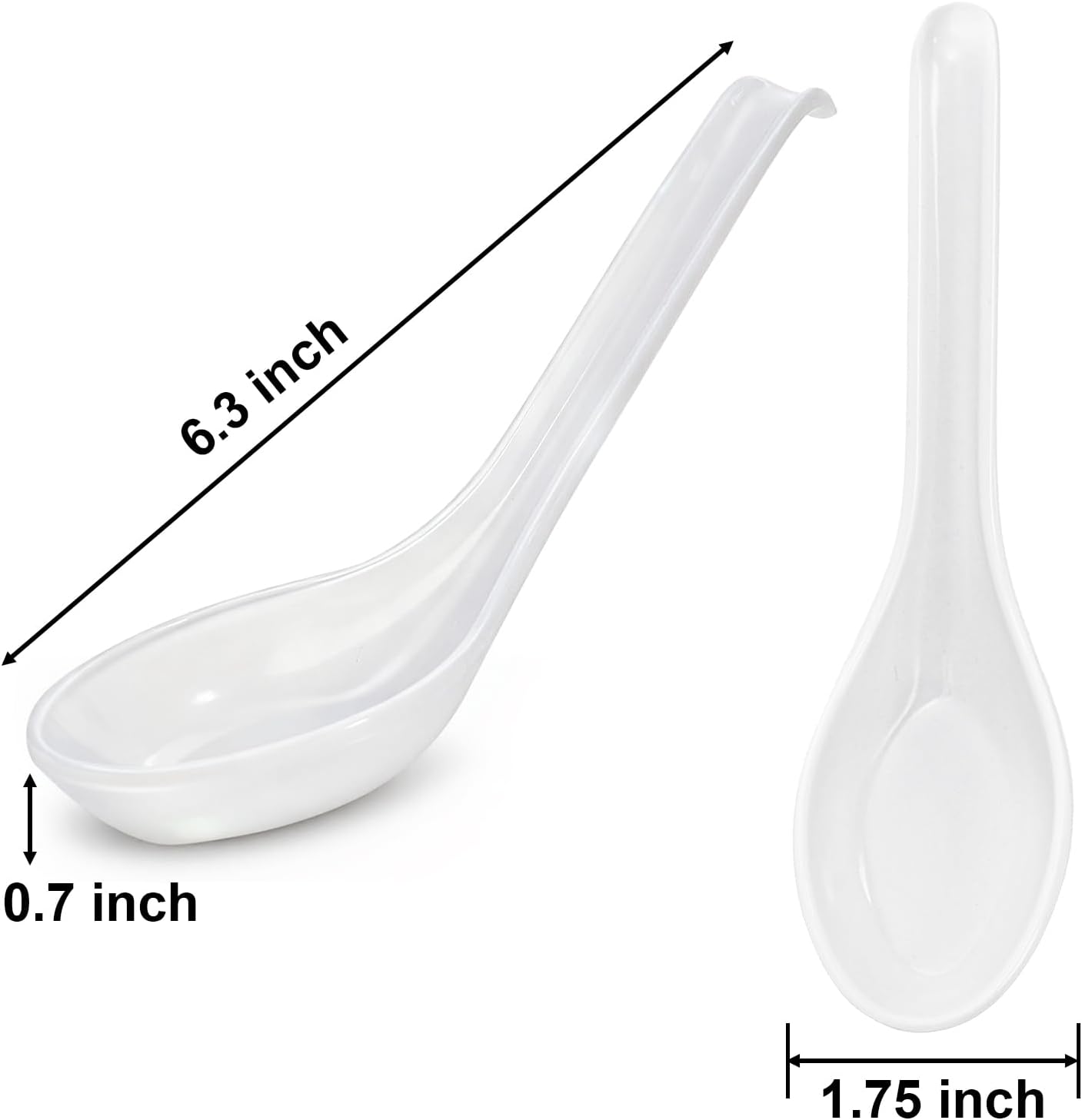 120 Pcs Asian Soup Spoon, 6.3 Inch Reusable White Plastic Spoons for Noodle Ramen Wonton Rice Dumpling Pho, Home Kitchen Restaurant, Hook Style