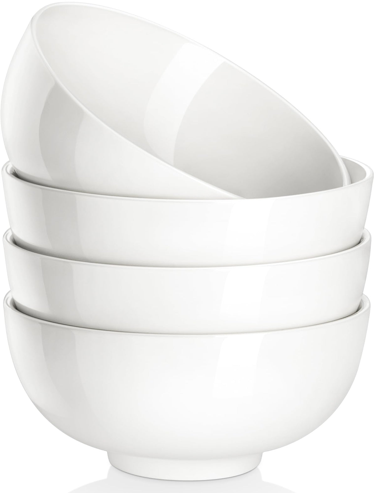 MALACASA 26 Oz White Ceramic Soup Bowls of 4, Cereal Bowls for Kitchen | Perfect for soup, cereal, dinner, noodles,ramen or fruit; scratch-resistant, stackable, microwave, oven & dishwasher safe