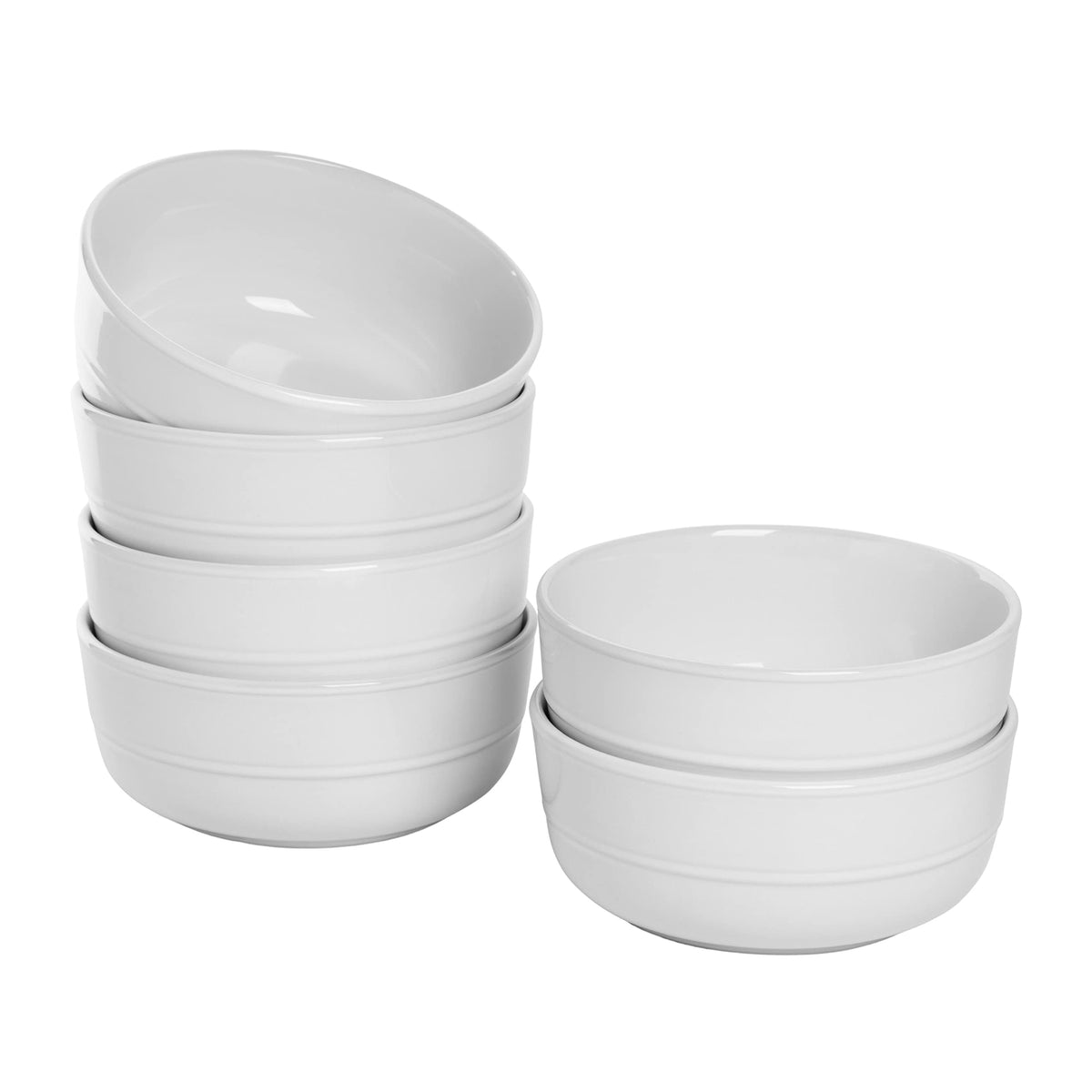 Double Line 10.5" Dinner Plate, Set of 6, Matte Black