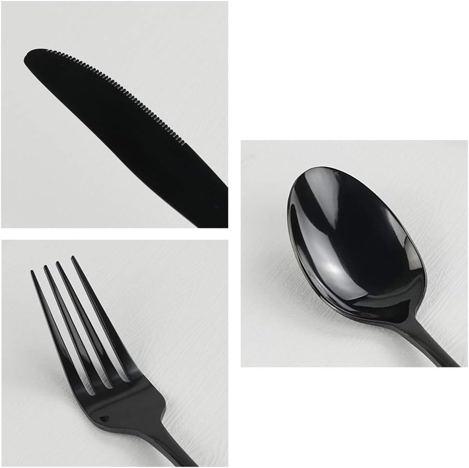 Teyyvn 60-Piece Black Stainless Steel Cutlery Set, Service for 12