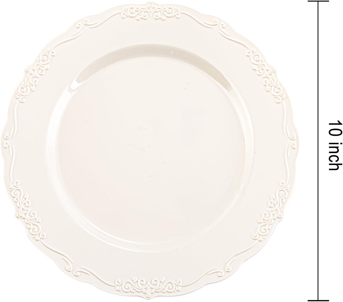 DaYammi 60PCS Ivory Plastic Plates, 10 inch Disposable Dinner Plates | Heavy Duty Ivory Disposable Plates Premium Dinner Plates Fancy Plastic Plates for Party, Wedding and Bridal Shower
