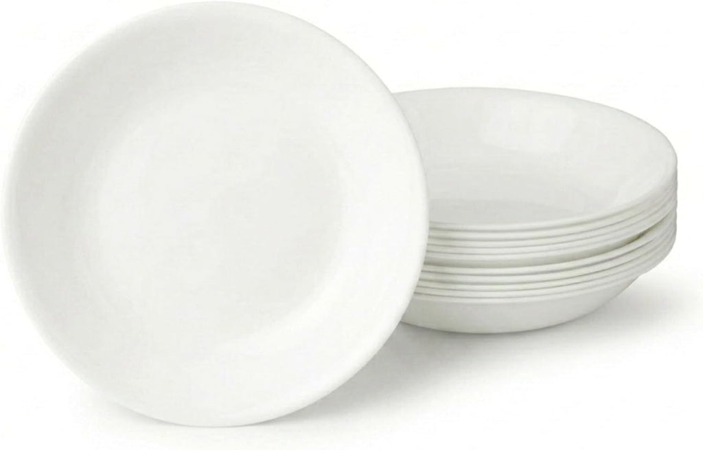 Corelle Vitrelle 6-Piece Bowl Set Triple Layer Glass and Chip Resistant, 20-Oz Lightweight Round Bowls, Winter Frost White