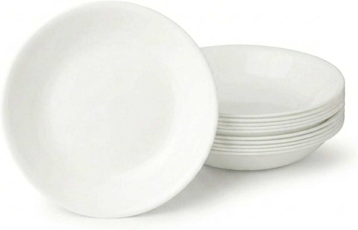 Corelle Vitrelle 6-Piece Bowl Set Triple Layer Glass and Chip Resistant, 20-Oz Lightweight Round Bowls, Winter Frost White