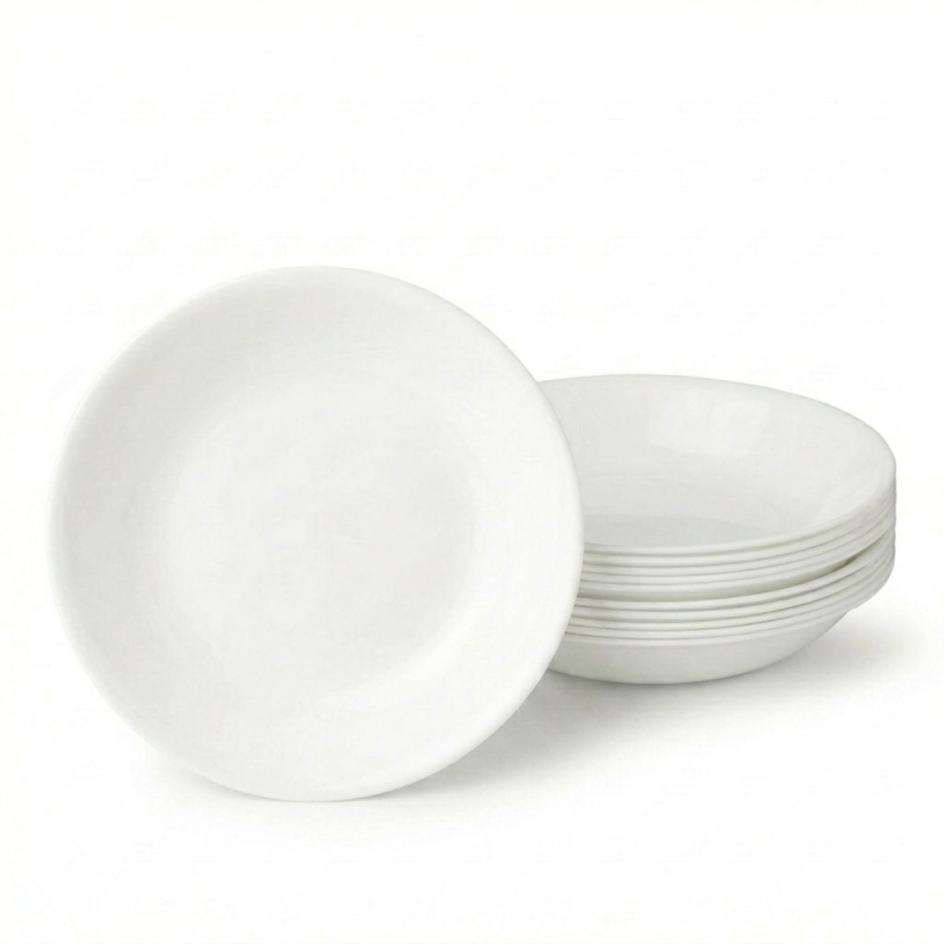 Corelle Vitrelle 6-Piece Salad Plates Set Triple Layer Glass and Chip Resistant, 8-1/2-Inch Lightweight Round Plates, Winter Frost White