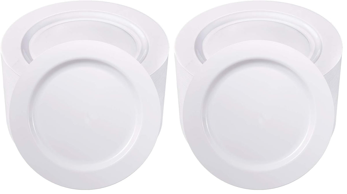 bUCLA 100PCS White Plastic Plates-10.25inch Disposable Dinner Plates-Premium Party&Wedding Plates