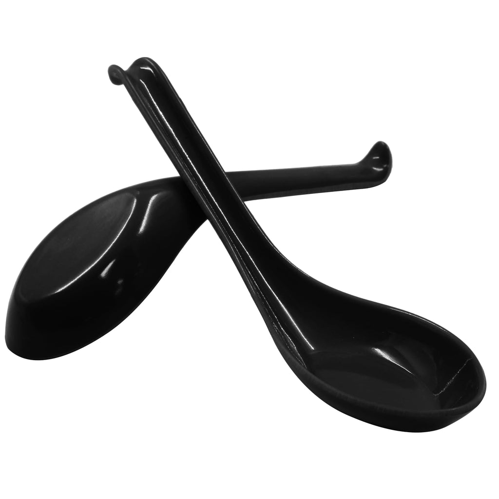 Asian Soup Spoons, 2PCS, White Melamine | Chinese Japanese Miso Ramen, Wonton Dumpling Pho, Rice Noodle Soba