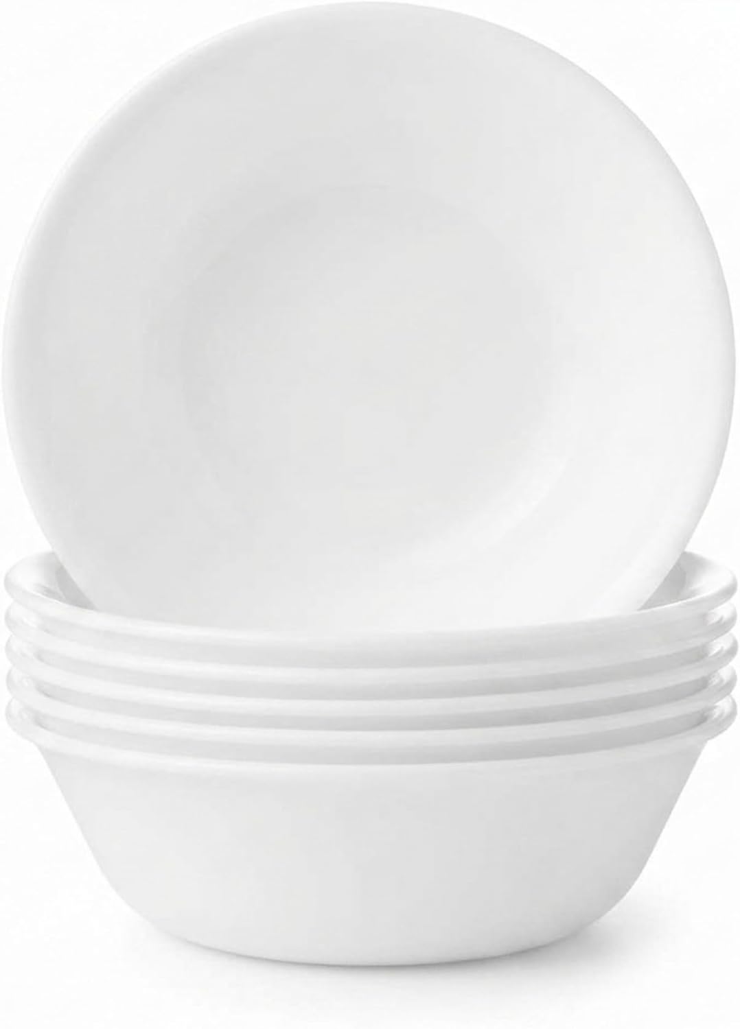 Corelle Vitrelle 6-Piece Soup/Cereal Bowl Set Triple Layer Glass and Chip Resistant, 18-Oz Lightweight Round Bowls, Winter Frost White