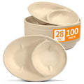 28 oz Oval Paper Bowls 100 Pack For Burrito, Nacho, Taco Salad | PFAS-Free Oval Disposable Bowls As Nacho Trays Chipotle Serving Bowls Taco Boats, Compostable Microwavable Taco Bar Supplies