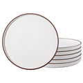 LERATIO Dinner Plates,Ceramic Dinner Plates Set of 6,10.75 inch Large ceramic plates,Modern Shape Dinnerware Dishes Set for Kitchen, Microwave & Dishwasher & Oven Safe-Coffee Rim | Modern Flat Shape Dinnerware Dishes Set for Kitchen,Microwave & Dishwasher