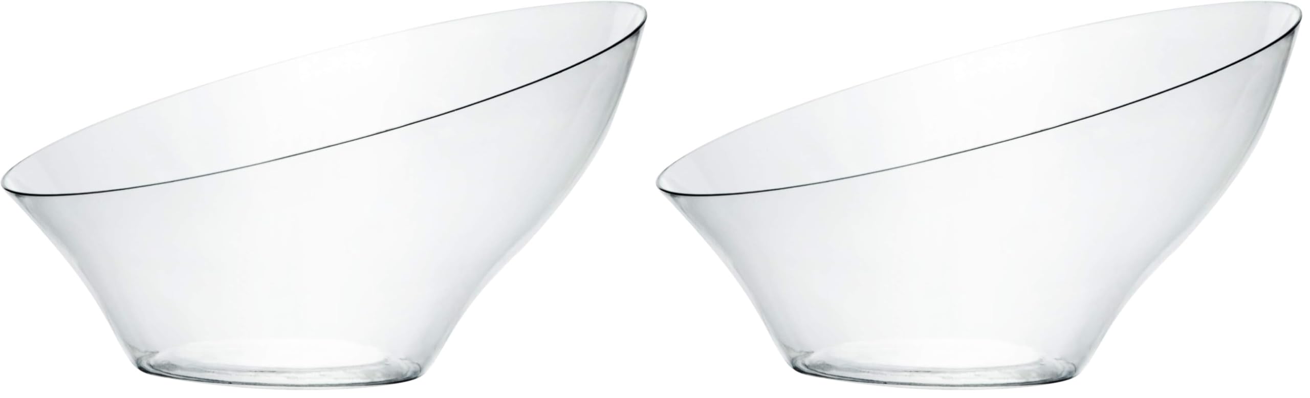 PLASTICPRO Disposable Angled Plastic Bowls Round Medium Serving Bowl, Elegant for Party's, Snack, or Salad Bowl, Clear Pack of 4