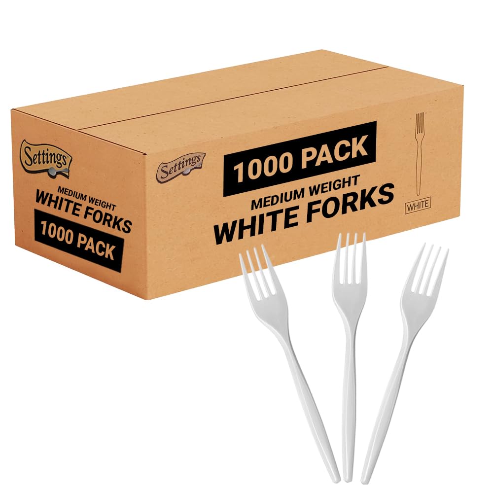 Settings Plastic Soup Spoons Heavy Duty Disposable Cutlery, 1000 Count | Bulk white utensils for chili, stew, parties, weddings, catering & restaurants; BPA free deep bowl won't bend in broth