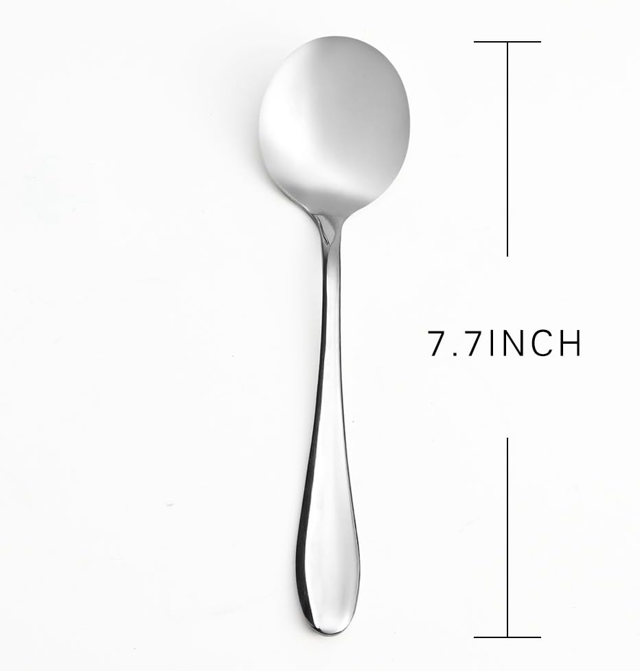 Eslite Large Soup Spoons/Stainless Steel Bouillion Spoons,12-Piece,7.7 Inches