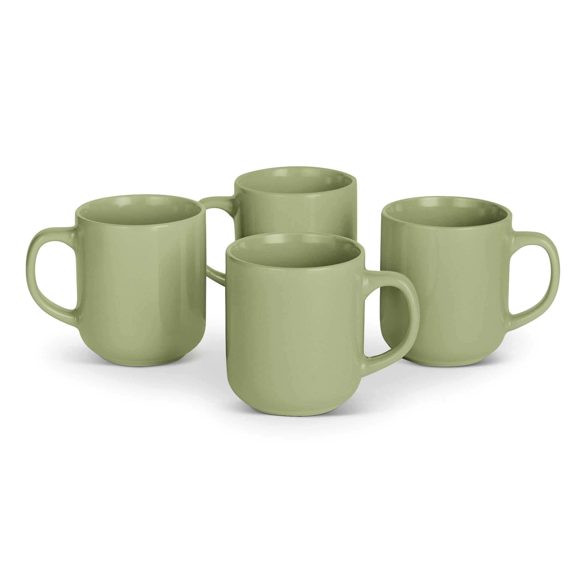 Amazon Basics Glazed Stoneware Dinner Plates, Ceramic 4-Piece Set, Microwave, Dishwasher and Freezer-Safe, 10.5 in., Olive