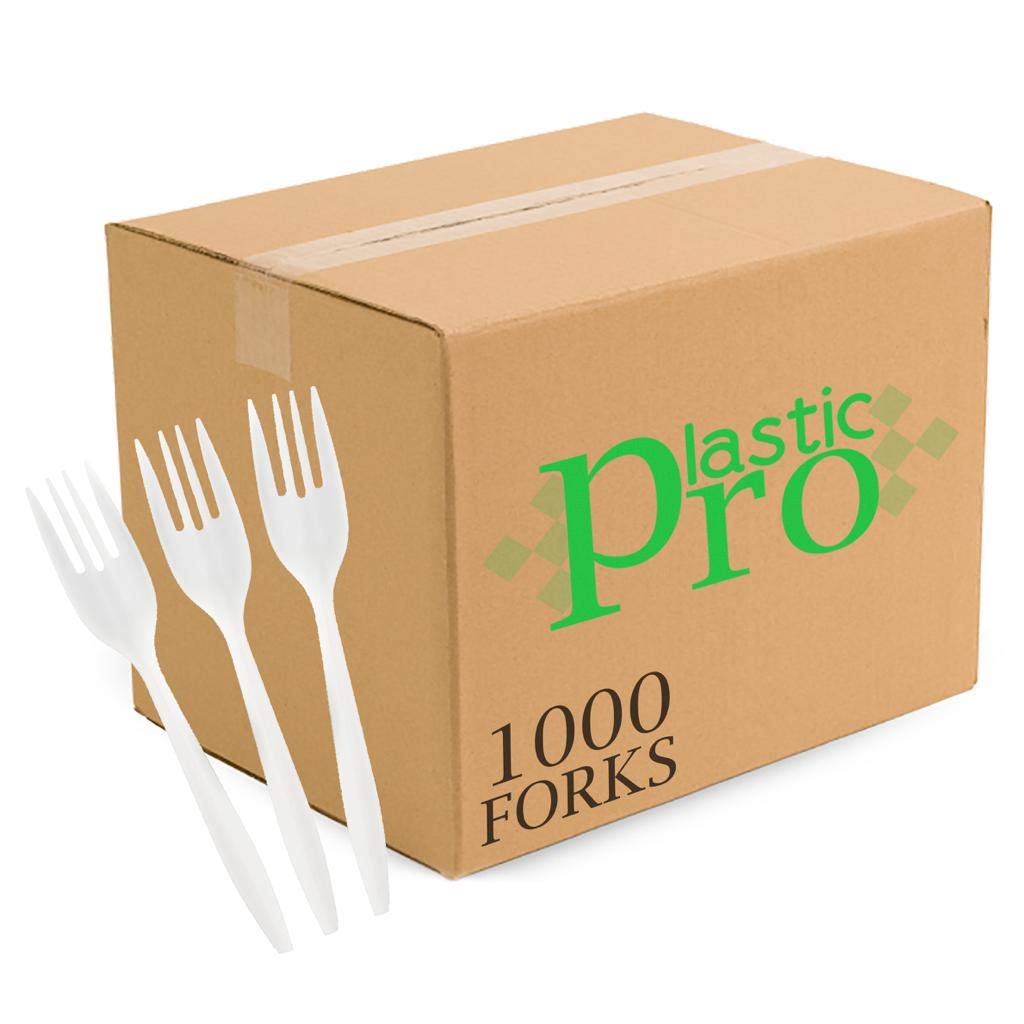 Plasticpro Cutlery Plastic Soup Spoons Medium Weight Disposable Silverware (White,1000 Soup Spoons)
