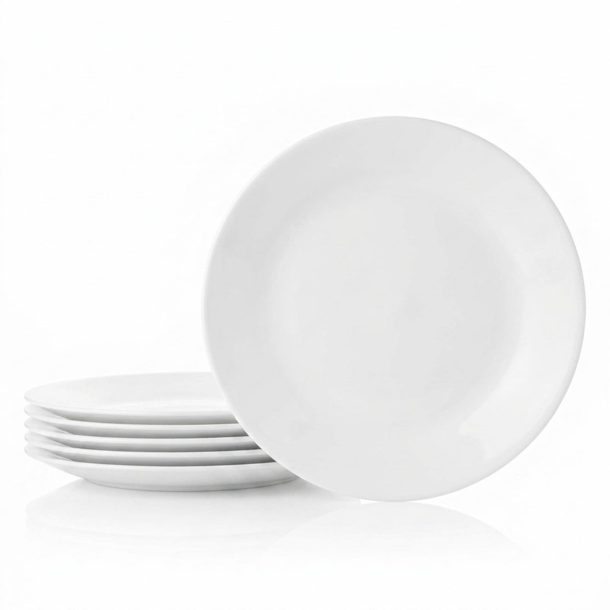 Corelle Vitrelle 8-Piece Dinner Plates Set Triple Layer Glass and Chip Resistant, Lightweight Round Plates, Winter Frost White
