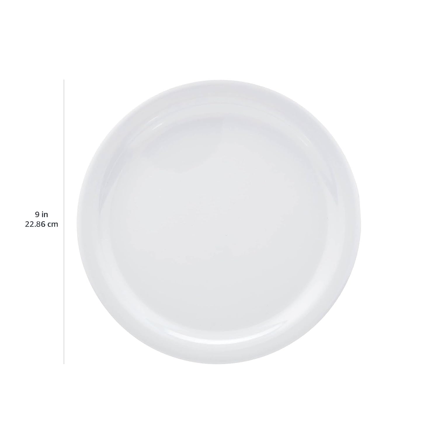 Amazon Basics Melamine Plastic Plate, Dishwasher Safe, BPA Free, 6 Piece Set, 9 in, White