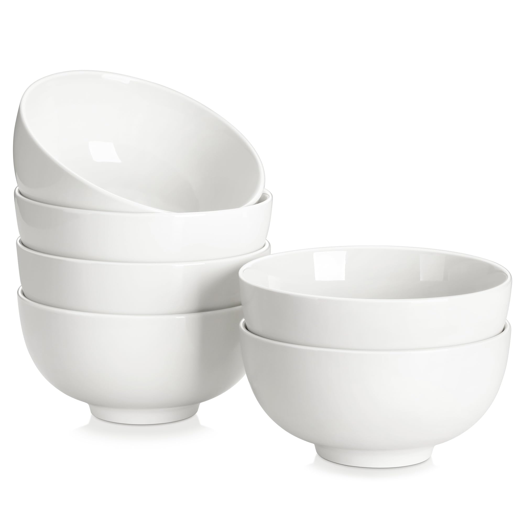 MALACASA 26 Oz White Ceramic Soup Bowls of 4, Cereal Bowls for Kitchen | Perfect for soup, cereal, dinner, noodles,ramen or fruit; scratch-resistant, stackable, microwave, oven & dishwasher safe