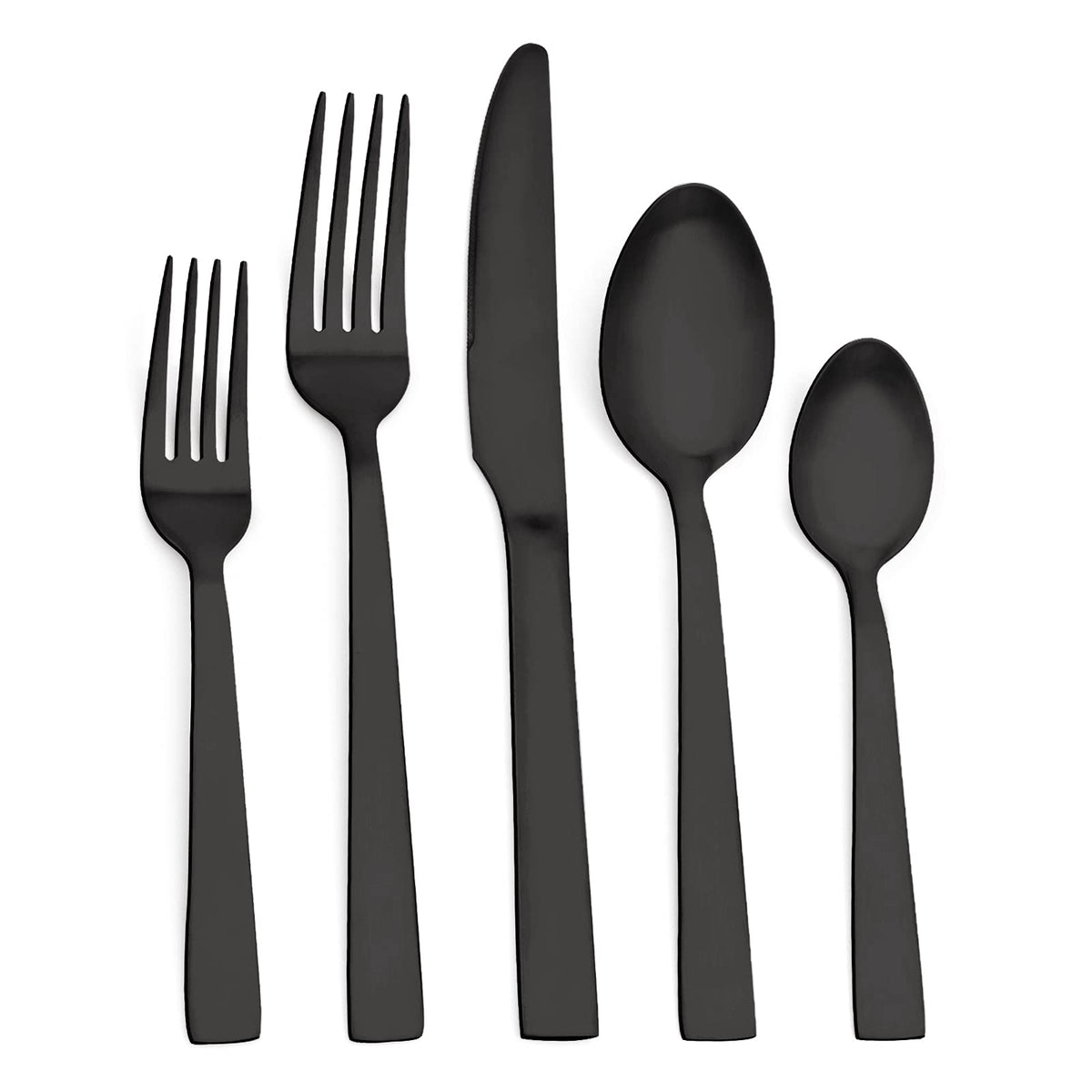 O.C.E. Matte Black Silverware Set, Stainless Steel Flatware Set, 20-Piece Tableware Cutlery Set Service for 4, Satin Finish Tableware Utensils Set, Dishwasher Safe (Starry Pink)