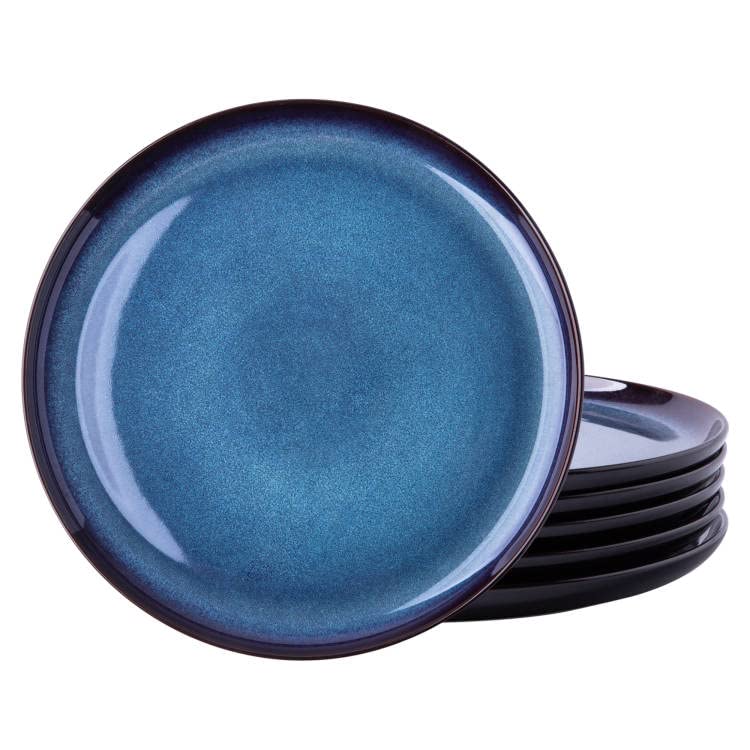 LERATIO Ceramic Dinner Plates Set of 4,10.5 Inch Reactive Glaze Plate Sets | Porcelain Modern Shape Dinnerware Dishes Set for Kitchen,Microwave&Dishwasher&Oven Safe,Scratch Resistant-Blue