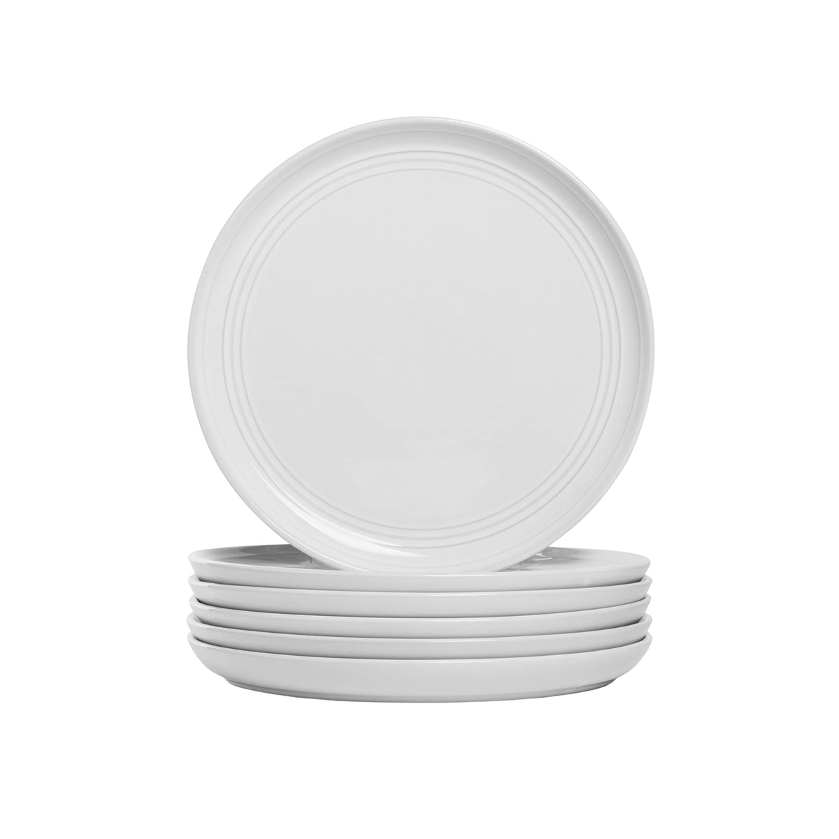 Double Line 10.5" Dinner Plate, Set of 6, Matte Black