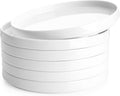 Sweese Porcelain Flat Dinner Plates Set of 6, 10.5 Inch High Edge Dish Set - Dishwasher, Microwave, Oven Safe, Scratch Resistant, Kitchen Serving Dishes - Elegant White Glaze