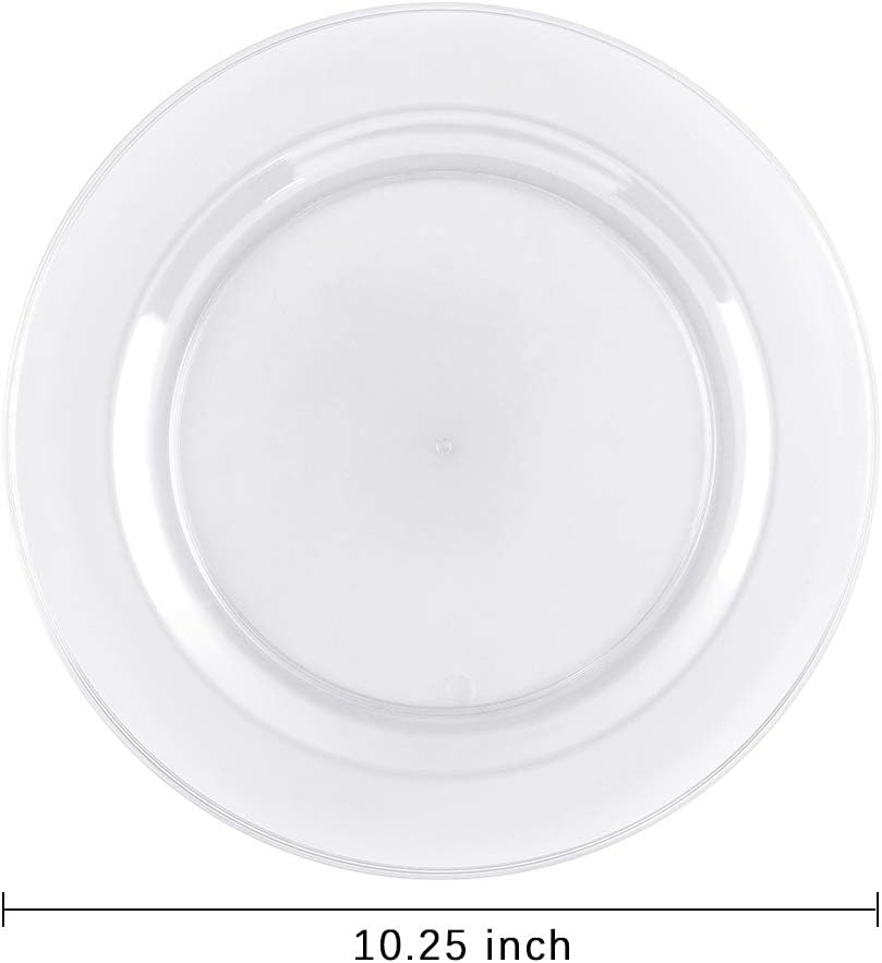 bUCLA 100Pieces Clear Plastic Plates -10.25inch Disposable Dinner Plates- Premium Weddings& Party Plates