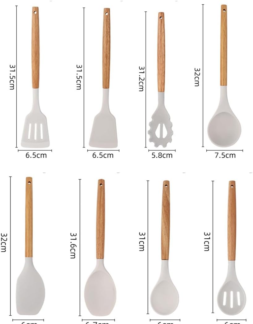 19 Pieces Kitchen Cooking Utensils and Knife Set with Holder Block, Include 11 Pcs Silicone Cooking Utensils 5 Pcs Sharp Stainless Steel Knives Scissors Whisk Tongs and Cutting Board (WHITE)