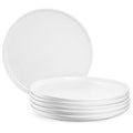 Jassceram 10.5 Inch Dinner Plates Set of 6, Round, White | Ceramic Plates for Kitchen or Restaurant, Low-Rim, Microwave, Oven, Dishwasher Safe, Scratch Resistant and Lead-free