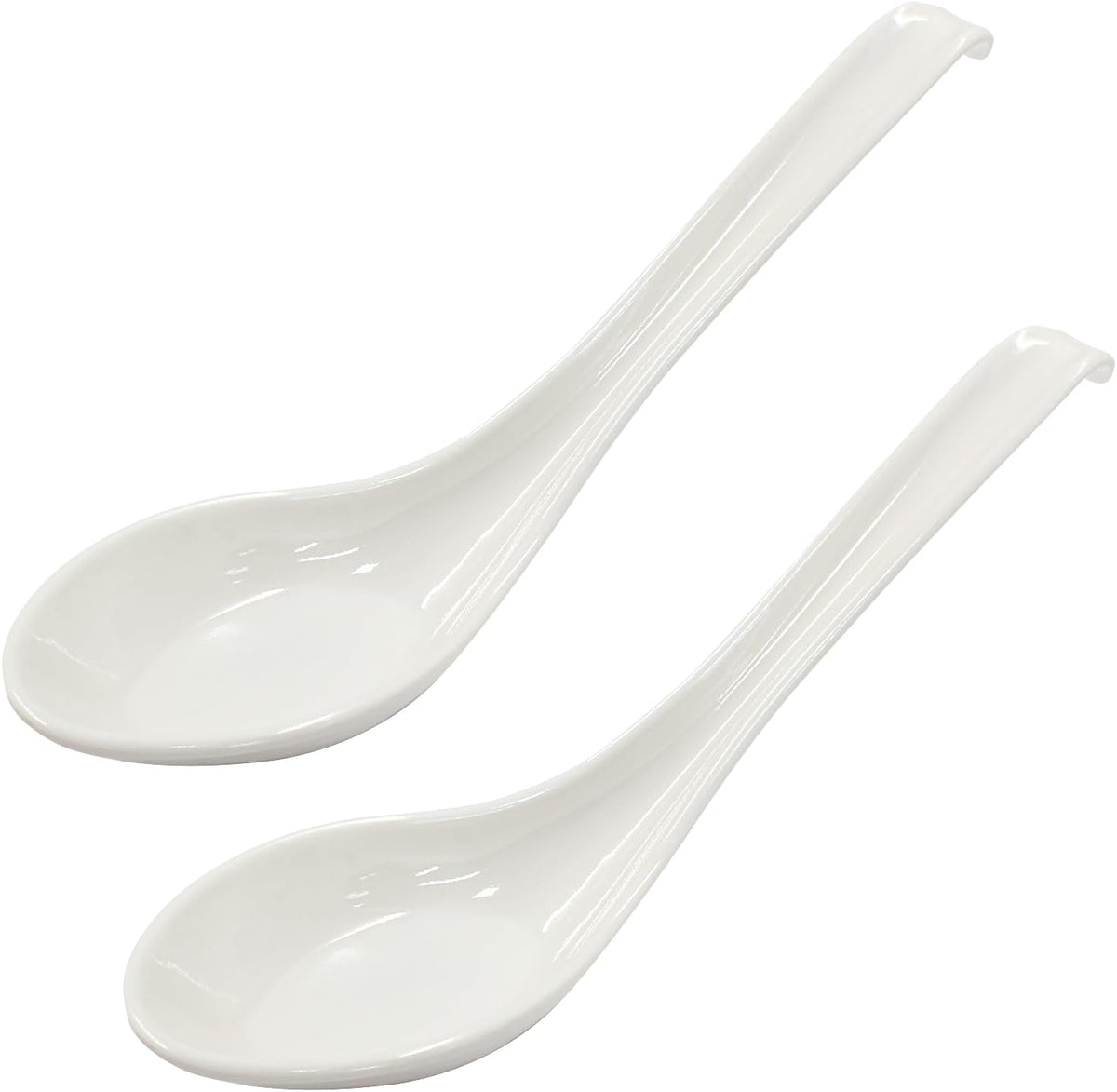 Asian Soup Spoons, 2PCS, White Melamine | Chinese Japanese Miso Ramen, Wonton Dumpling Pho, Rice Noodle Soba