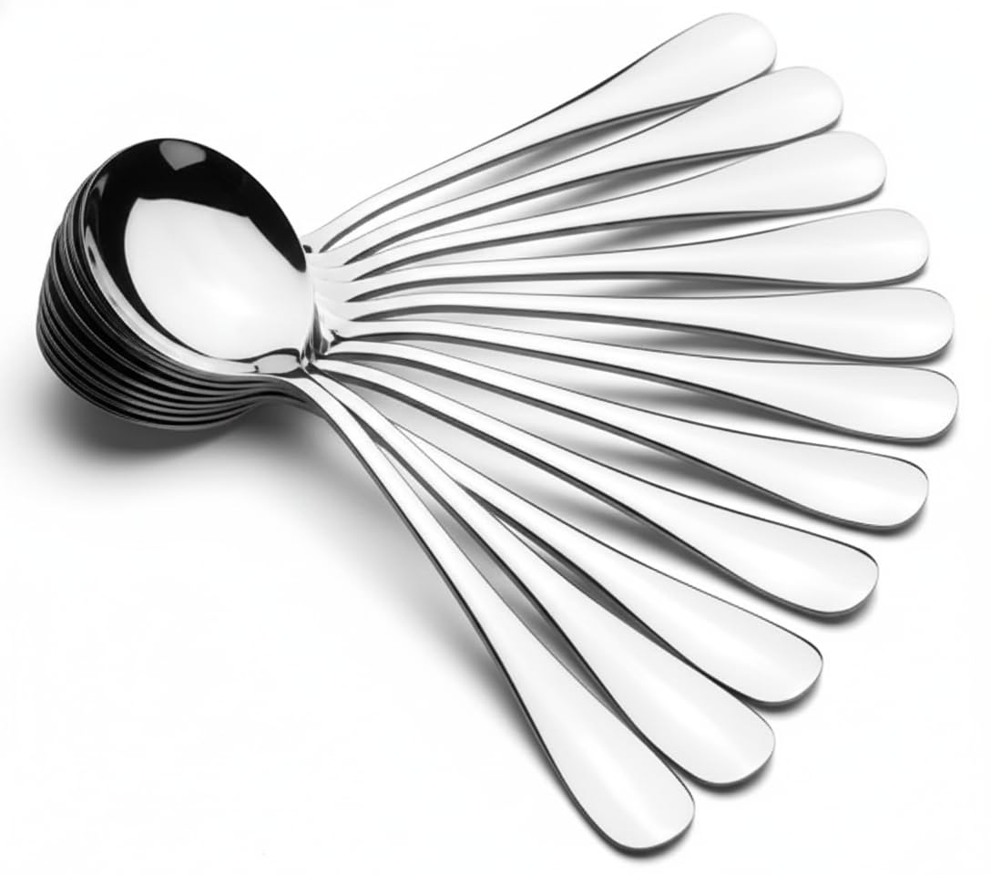 Soup Spoons, Wholesale Spoons Silverware, Round Stainless Steel Spoon Set of 8