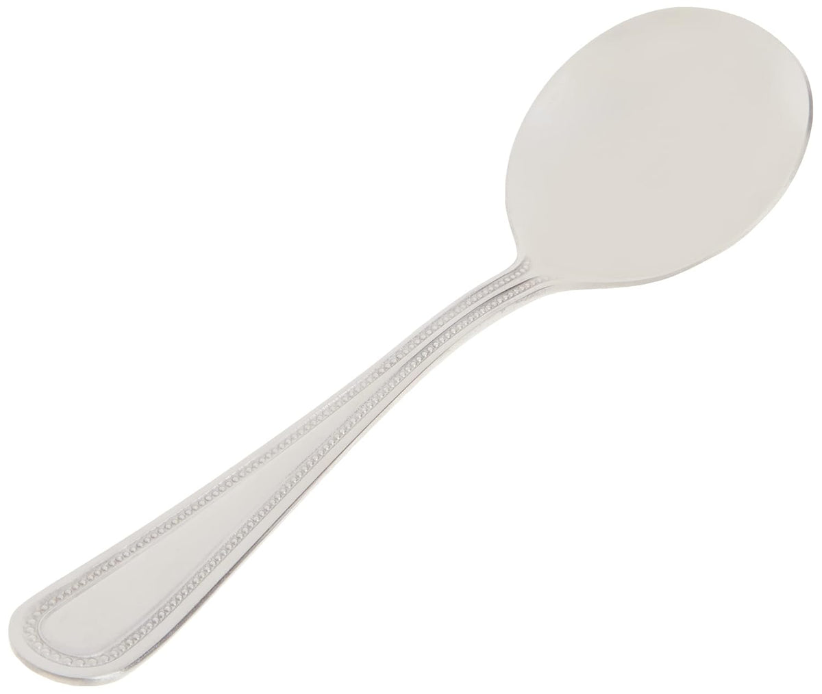 Winco 12-Piece Dots Bouillon Spoon Set, 18-0 Stainless Steel,Silver | Dishwasher safe, Dots pattern, Heavyweight, Restaurant service, Great for Soup, Broth, Noodles and Tasting Service