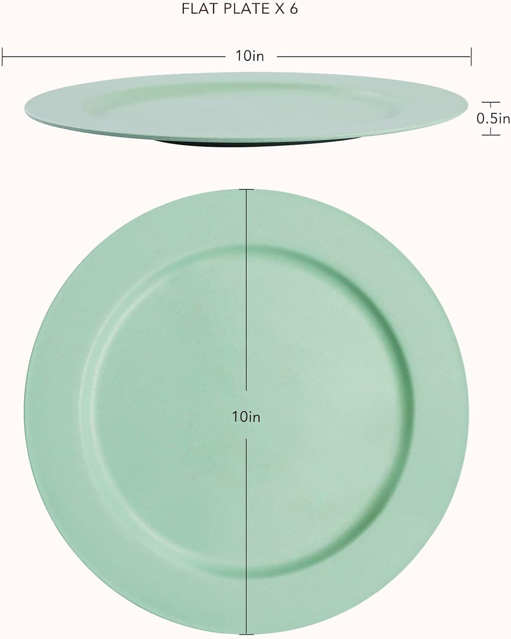 10inch/6pcs Dishwasher & Microwave Safe Wheat Straw Plates - Lightweight Reusable Unbreakable Dinner Plates, Non-toxin, BPA Free and Healthy for Kids & Adults