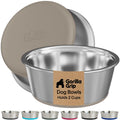 GORILLA GRIP Dog Bowls, Food Grade 304 Stainless Steel, Holds 2 US Cups Each (16 fl oz) Food and Water Bowl for Feeding Dogs and Cats, Dishwasher Safe, Rust Resistant BPA Free Rubber Base, 2 Set Black