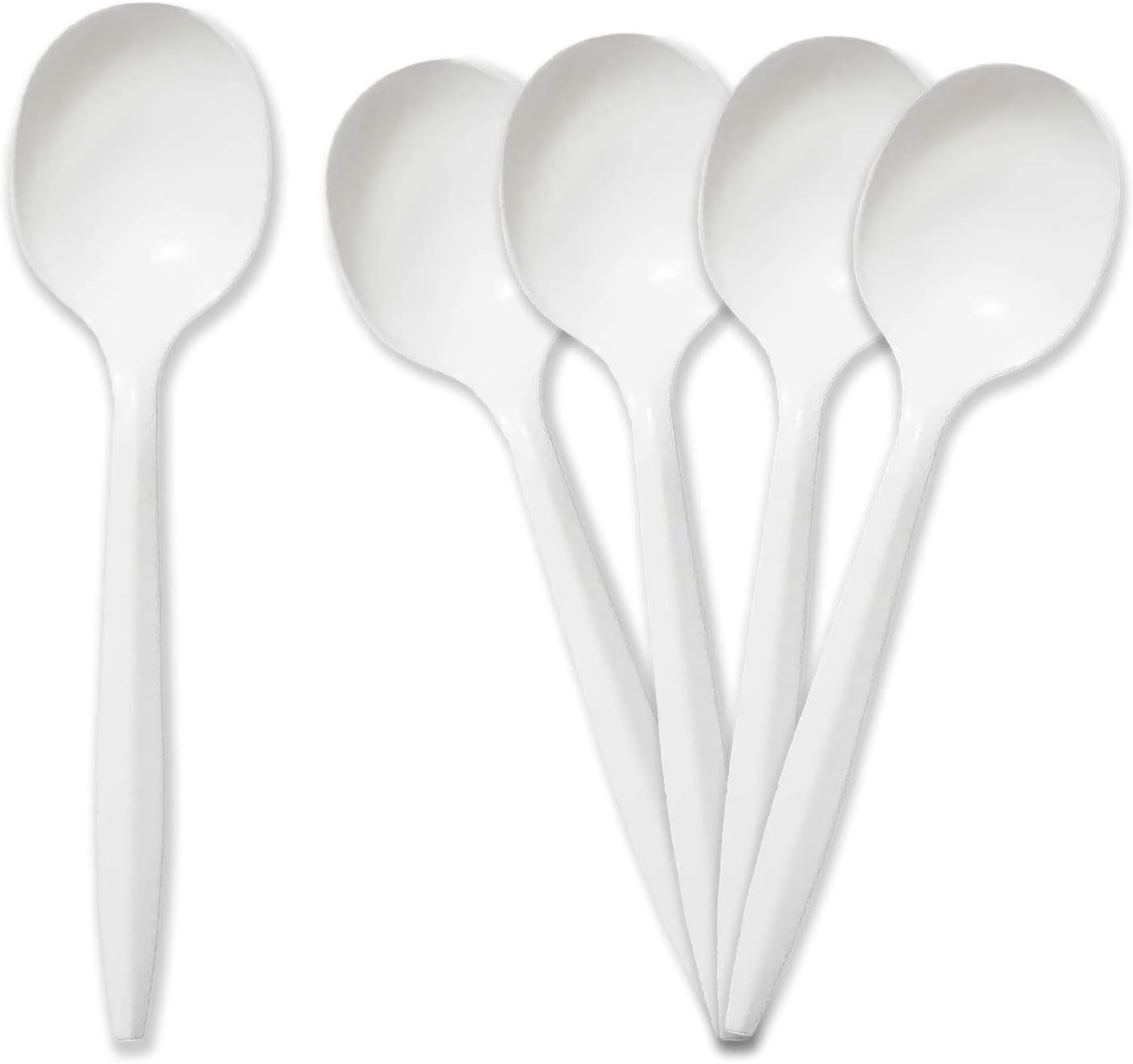 PAMI Medium Weight Disposable Plastic Soup Spoons,White,Bulk Party Pack,400