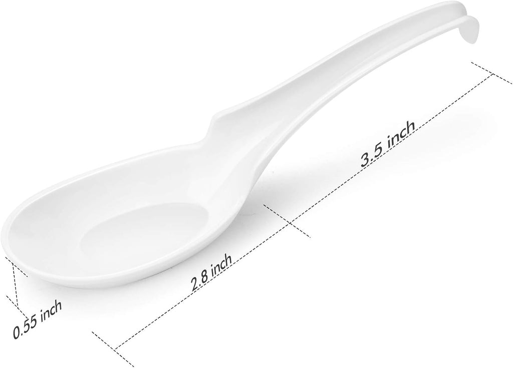 Hiware 12-piece Asian Soup Spoons, Rice Spoons, Chinese Won Ton Soup Spoon - Notch and Hook Style, White