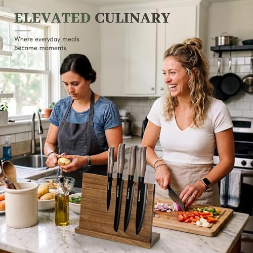 Astercook 24-Piece Black Silverware Set and 13-Piece Kitchen Knives Set