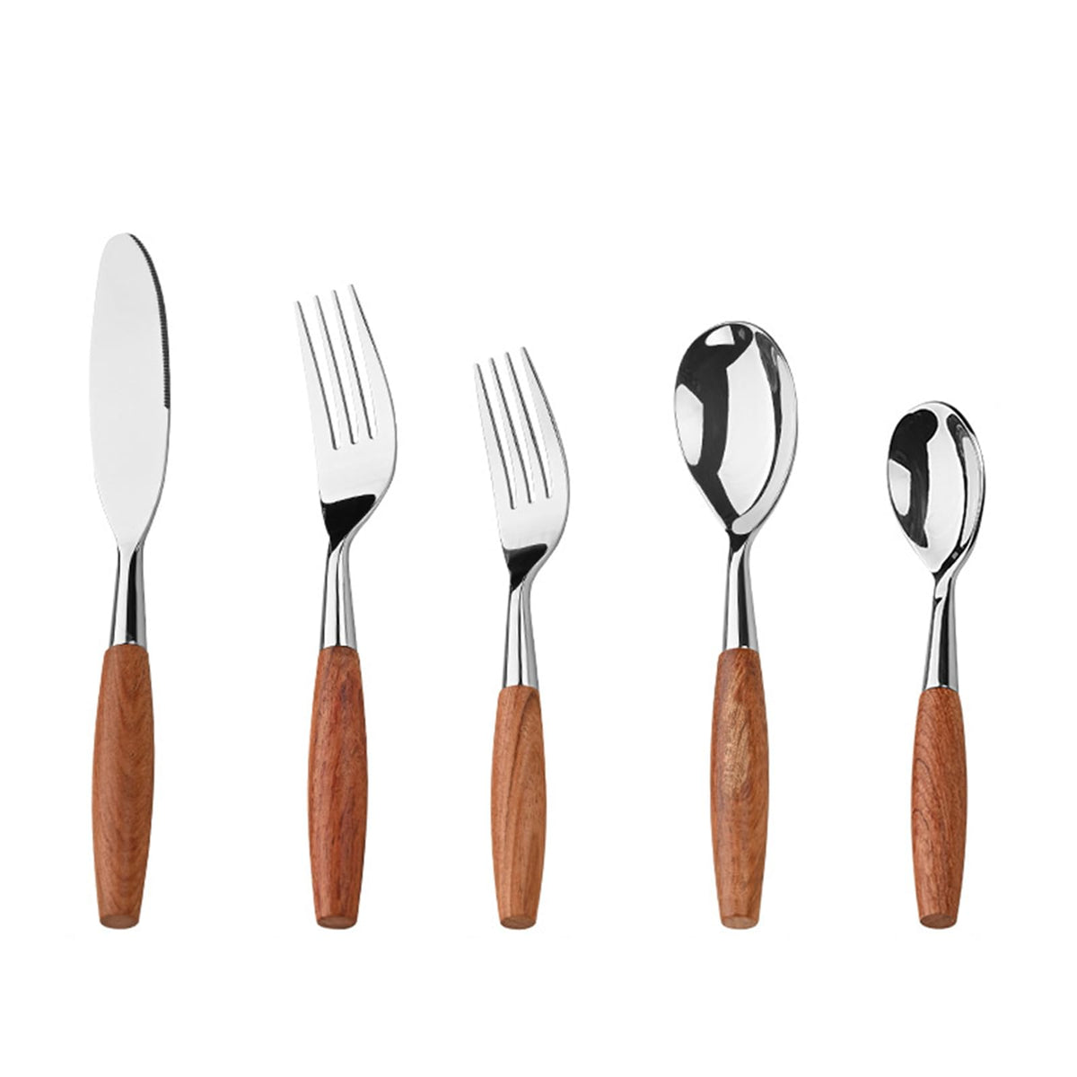 Wood Handle Silverware Sets for 6(30 Piece) Cutlery Set Utensils Sets Flatware Unique Modern 18 8 Stainless Steel Dinnerware Tableware Include Knives/Forks/Spoons Dishwasher Safe Polished
