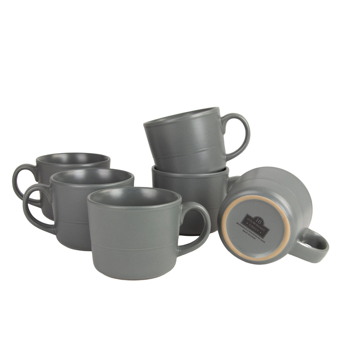 Double Line 10.5" Dinner Plate, Set of 6, Matte Black