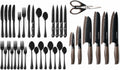 Astercook 24-Piece Black Silverware Set and 13-Piece Kitchen Knives Set
