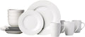 Amazon Basics 16-Piece Porcelain Dinnerware Set, Microwave and Dishwasher Safe, Service for 4, Plates, Bowls and Mugs, White