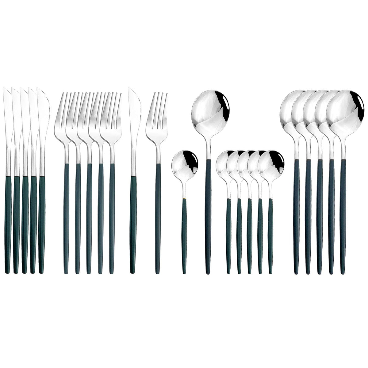JASHII 24 Pieces Silverware Flatware Cutlery Set, Stainless Steel Tableware Silverware-Service for 6 Dishwasher Safe Full Set Flatware Durable (Silver)