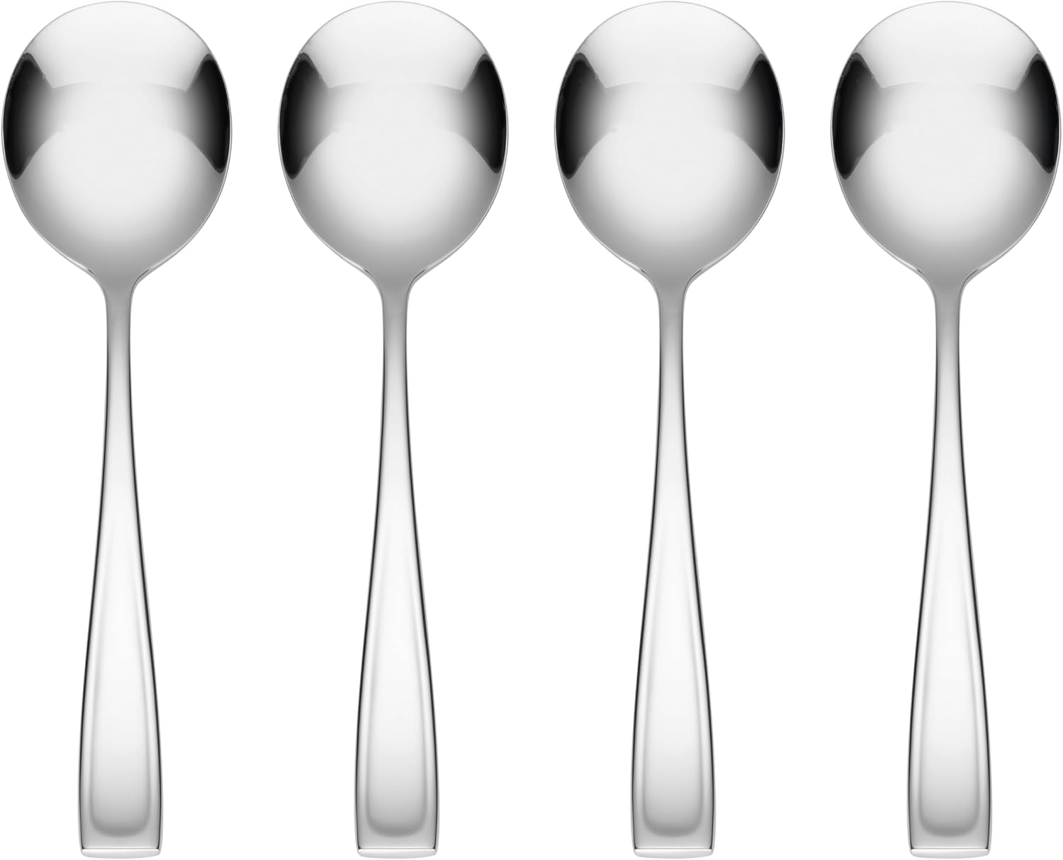 Oneida Moda Soup Spoons Silverware Set for 4, Flatware | mirror finish, dishwasher safe | great for soup, cutlery set, utensil set, rust resistant, kitchen essentials