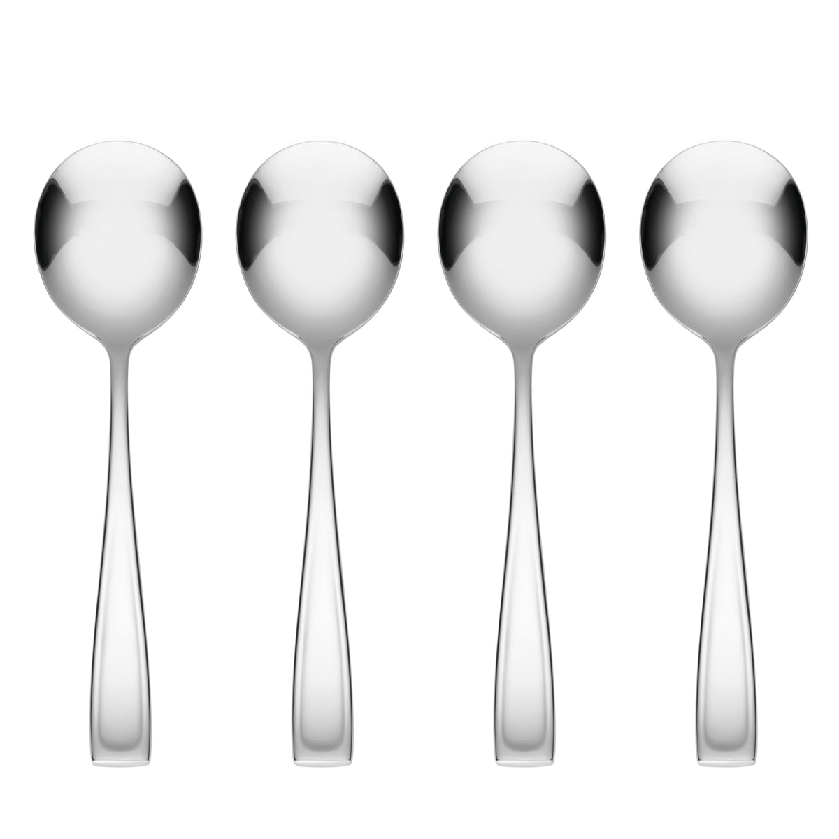 Oneida Moda Soup Spoons Silverware Set for 4, Flatware | mirror finish, dishwasher safe | great for soup, cutlery set, utensil set, rust resistant, kitchen essentials
